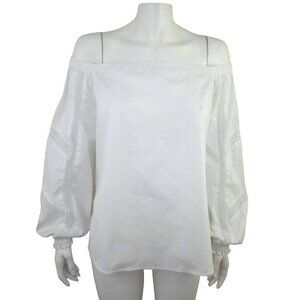 WHBM White Off The Shoulder Lace Inset Pullover Blouse